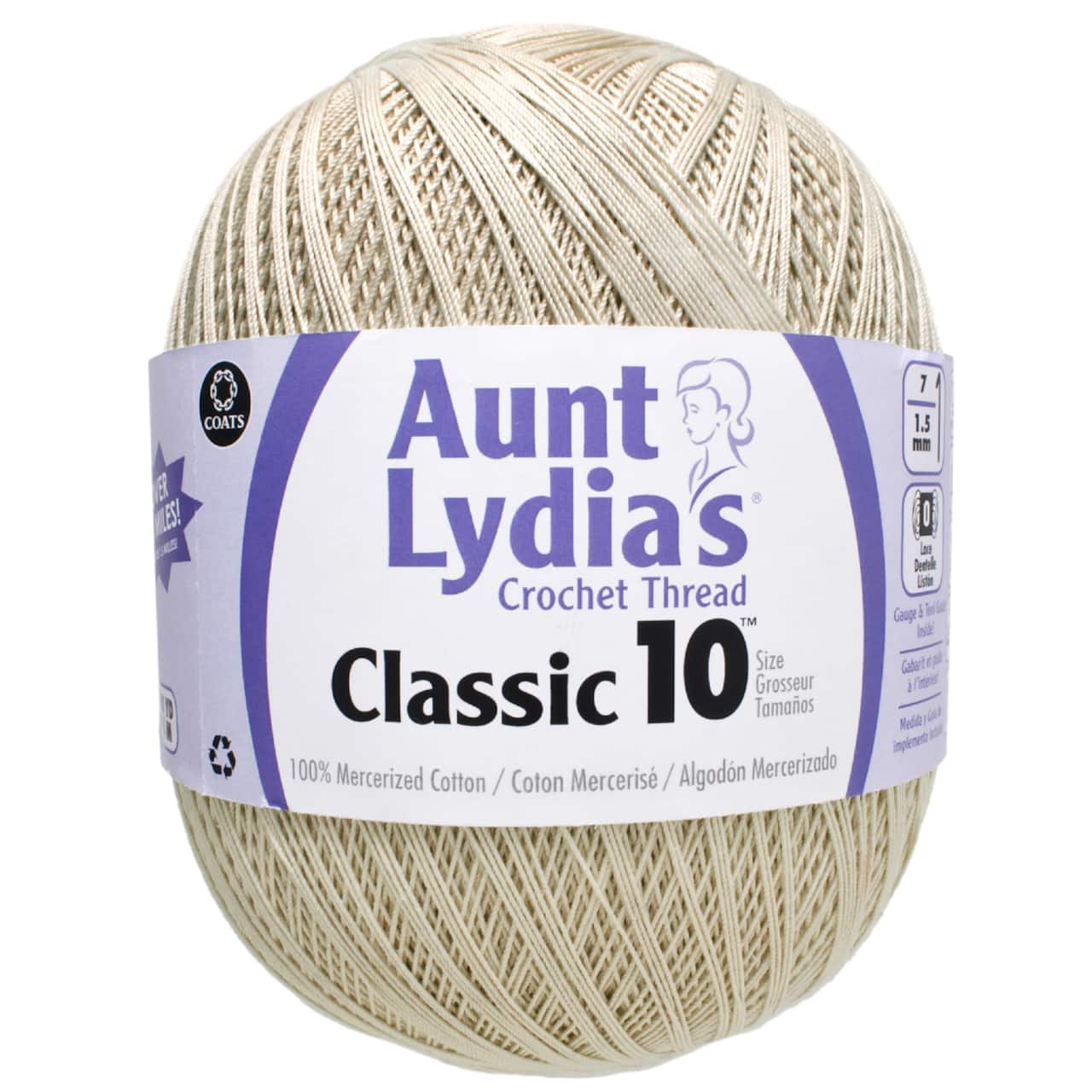 6 Pack: Aunt Lydia&#x27;s&#xAE; Classic Natural Crochet Thread&#x2122;